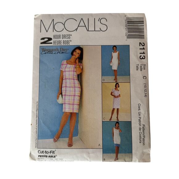 Dress Sleeveless Short Sleeve Darts  Petite-able 10,12,14 Pattern McCalls 2113 - Picture 1 of 3